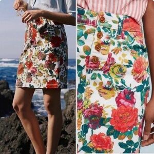 Anthropologie Maeve Floral Denim Skirt - 0, XS